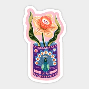 Self Care Spring Gratitude Tin Can Peacock Sticker